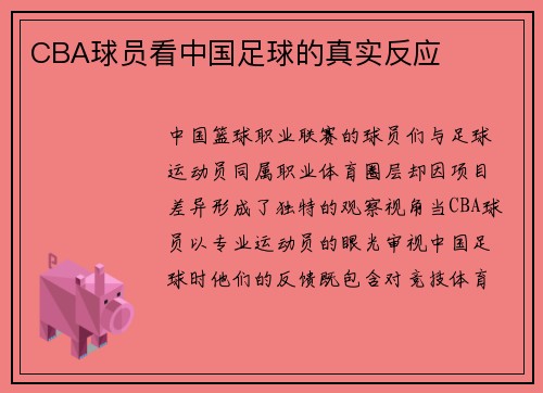 CBA球员看中国足球的真实反应