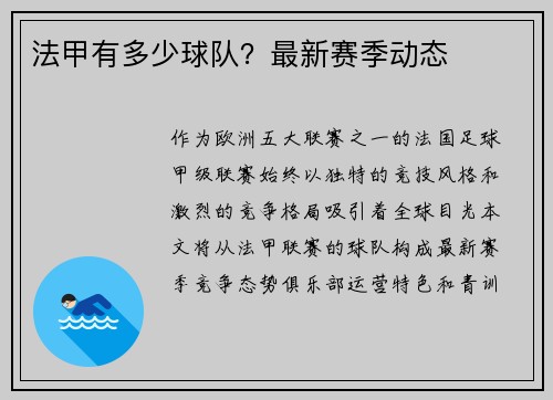 法甲有多少球队？最新赛季动态